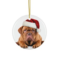 Hanging Ceramic Christmas Tree Ornament - Dogue de Bordeaux Design