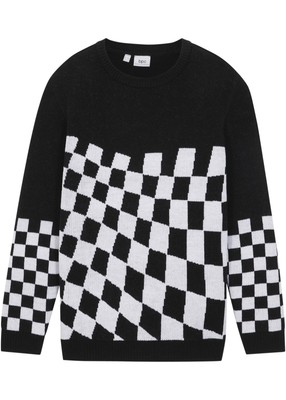 Jungen Strickpullover mit Jaquardmuster Gr. 164/170 Schwarz Weiß Sweater Neu