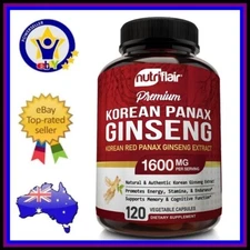 NUTRIFLAIR KOREAN RED PANAX GINSENG Vitamins 1600mg 120 Capsules 5% Ginsenosides