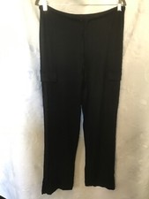 Black cotton pants with side pockets, elast. waist drawstring light sweatpants S