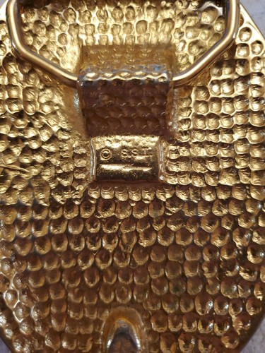 Vtg SSI Handcrafted South Western Gold Belt Buckle With Turquoise & Coral Stones - Picture 3 of 6