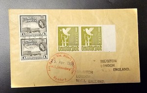 BRITISH GUIANA Cover Sent to London England then Hamburg Germany  4 Stamps 