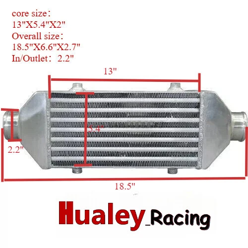 18.5"x6.6"x2.7" FMIC UNIVERSAL ALUMINIO TURBO INTERCOOLER ENTRADA/SALIDA 2.2" tubo Foto 2 de 4
