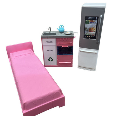 Barbie 2018 Dreamhouse Kitchen Oven Refrigerator Bed Accessories Sound WORKS!