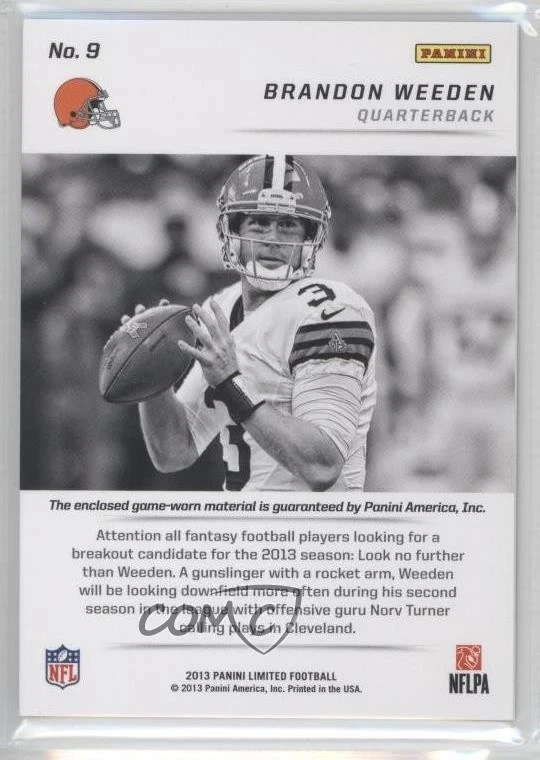 2013 Panini Limited Limited Threads /99 Brandon Weeden #9 - Image 2 of 2