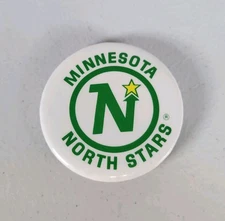 Vintage Minnesota North Stars Hat Button Pin NHL Hockey Made In Canada White
