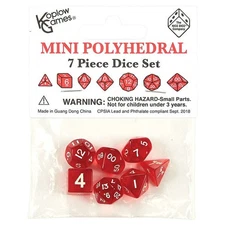 Koplow Mini Translucent Red And White Dice 7-Piece Set