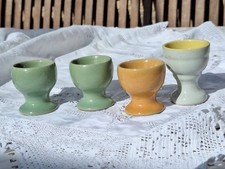 4 Pottery Vintage Egg Cups  Pastel Colours