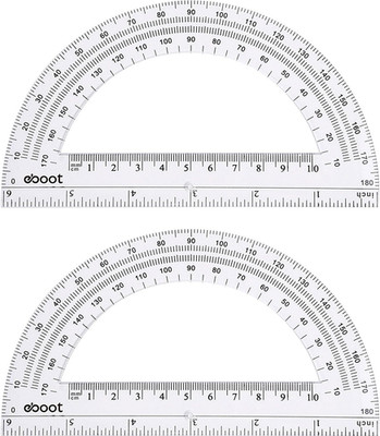 2 Pack 6 Inch Clear Plastic Protractor 180 Degree Geometry Ruler for Math Drawin