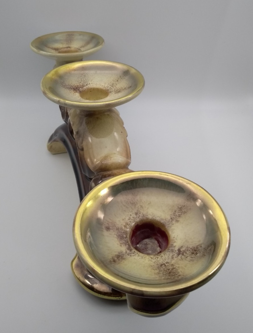 Kerzenständer Porzellan 3 armig Goldrand Vintage Gewicht 876 Gramm