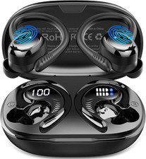 Wireless Earbuds Sport, New Bluetooth 5.4 Headphones with Earhooks, 50H Stereo D