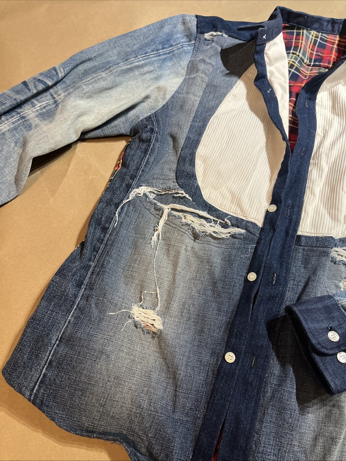 🔥🔥🔥Custom UpCycled Patchwork Plaid and Denim S… - image 4