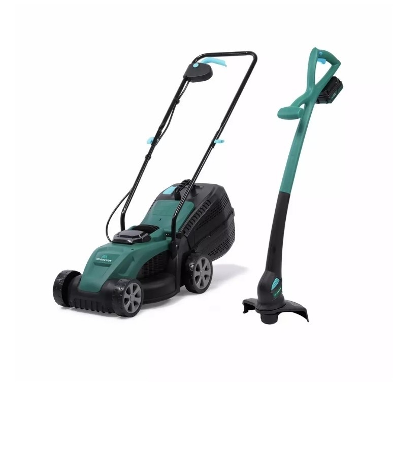 McGregor 2-in-1 Cordless Lawn Mower 18v 32cm & Grass Trimmer 18v 25cm Set