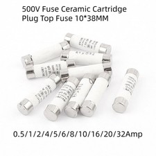 Fuse Ceramic Cartridge Plug Top Fuse 10*38MM 0.5/1/2/4/5/6/8/10/16/20/32Amp 500V