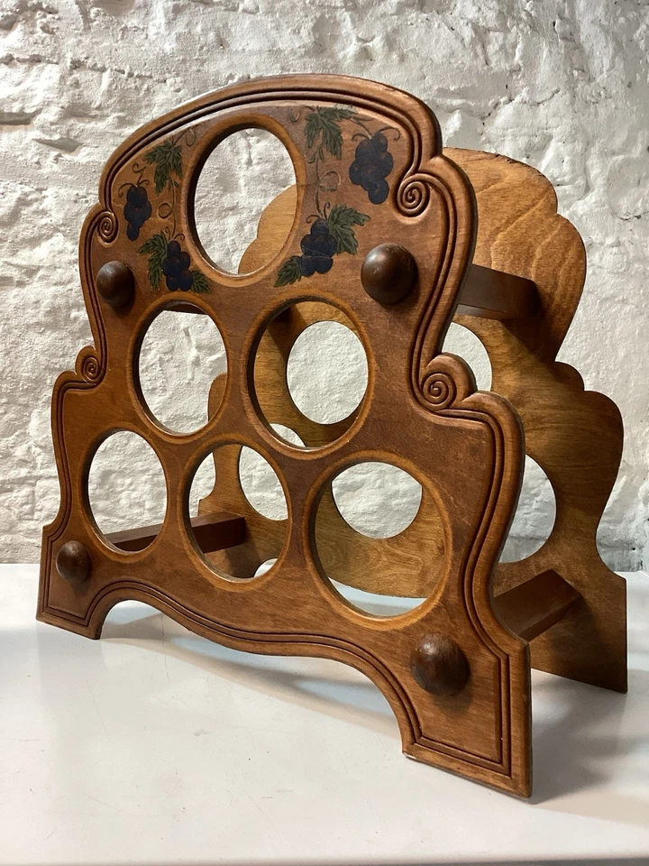 复古手工实木 6 瓶装饰台面酒架展示 — 第 2/4 张图片