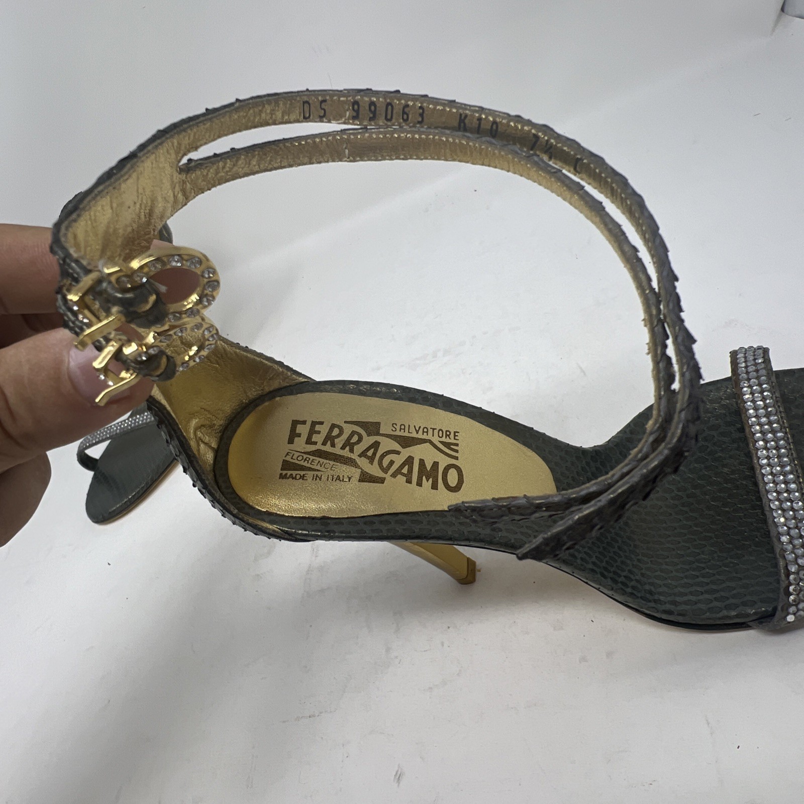 Salvatore Ferragamo Python Ankle Strap Sandals Si… - image 13