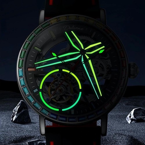 Einzigartiges Design Herren Vollautomatische Mechanische Uhr, Farbed Edelstein Surrou... - Bild 6 von 9