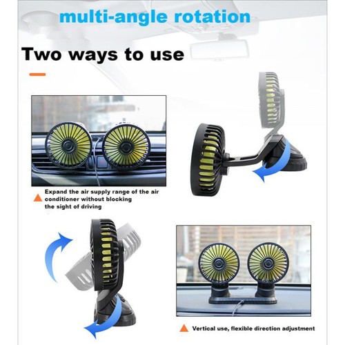 MultiFunctional Car Cooling Device Rotatable Fans and USB Charging Ports - Picture 5 of 12