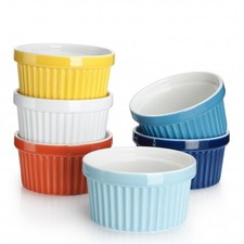 Stampo set 2 muffin cream brûlé, coppia giallo e blu, in porcellana da forno