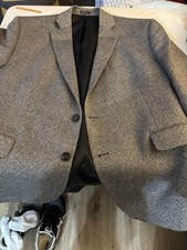 Stafford Signature Gray Herringbone Merino Wool Sport Coat 44R