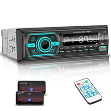 Radio Single DIN Bluetooth Car Stereo, Boat Stereo Receiver Head Unit with iO...