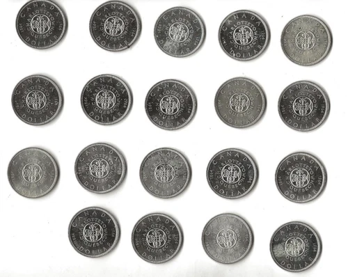 Lot of nineteen (19) uncirculated 1964 Canadian 80% silver dollars