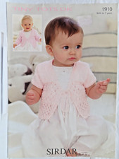 SIRDAR TINY TOTS 1910 16-26" 0-7y BABY GIRL LACY CARDIGAN DK KNITTING PATTERN