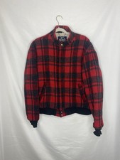 Vintage Woolrich Sherpa Lined Coat Red Plaid Wool Bomber Jacket Men's L Long US