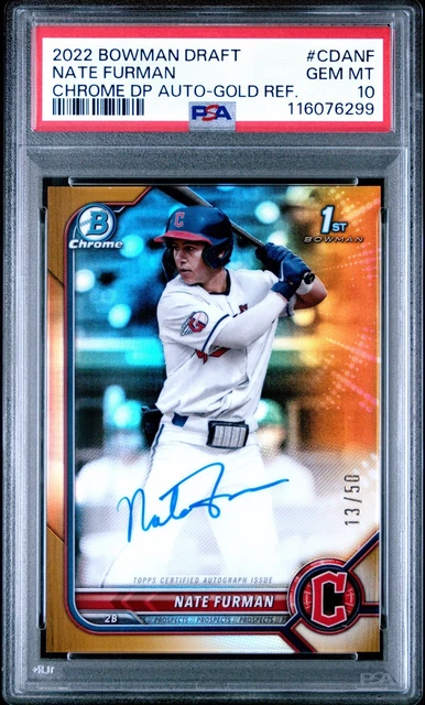 2022 Bowman Chrome Draft Nate Furman Gold Auto Refractor /50 PSA 10