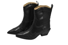 Madden Girl Western Boots Womens Sz 8 Black Ankle Pointed Toe Zip Block Heel