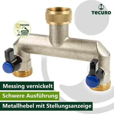 tecuro 2-Wege Verteilerstück 3/4 Zoll (DN15), einzeln absperrbar, Messing vern.