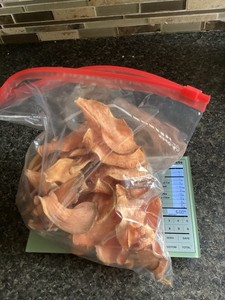 6 oz  Homemade dehydrated sweet potato dog treats