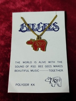 Bee gees 1979 RSO records Japan Promo Gold Metal necklace 