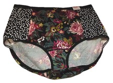 NWT CACIQUE NO SHOW COTTON HIGH WAIST BRIEF 18/20 BLACK, WHITE AND MAROON FLORAL