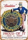 Tin Metal Sign 1914 Join An American Legion Post Vintage 8x12