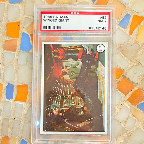 1966 Topps Batman Black Bat #52 Winged Giant — PSA 7