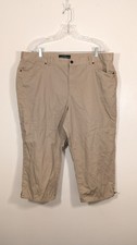 Lauren Ralph Lauren 18W Jeans Khaki Tan Classic Mid Calf Pants Cotton Cropped