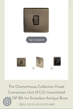Fused Connection Unit (FCU) Unswitched 13A DP Blk Ins Screwless Antique Brass