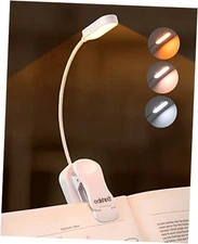 EDISHINE Reading Light, USB Rechargeable Clip On Book Light, 3 Color White