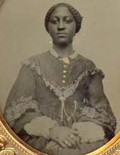 BLACK WOMAN EXCEPTIONAL HAIR AFRICAN AMERICAN CASED TINTYPE PHOTO NO BENDS