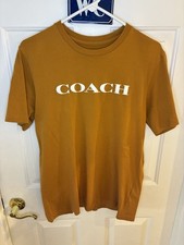 Coach Men s T-Shirt Orange Medium Designer Pre-owned