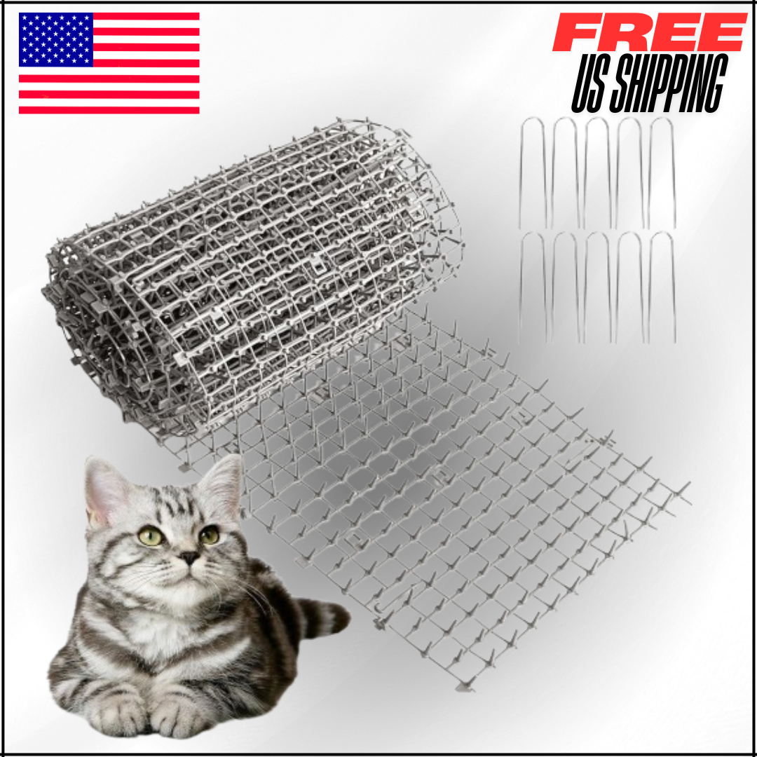 Scat Mat with 12 Garden Staples, PP Plastic Spikes Pet