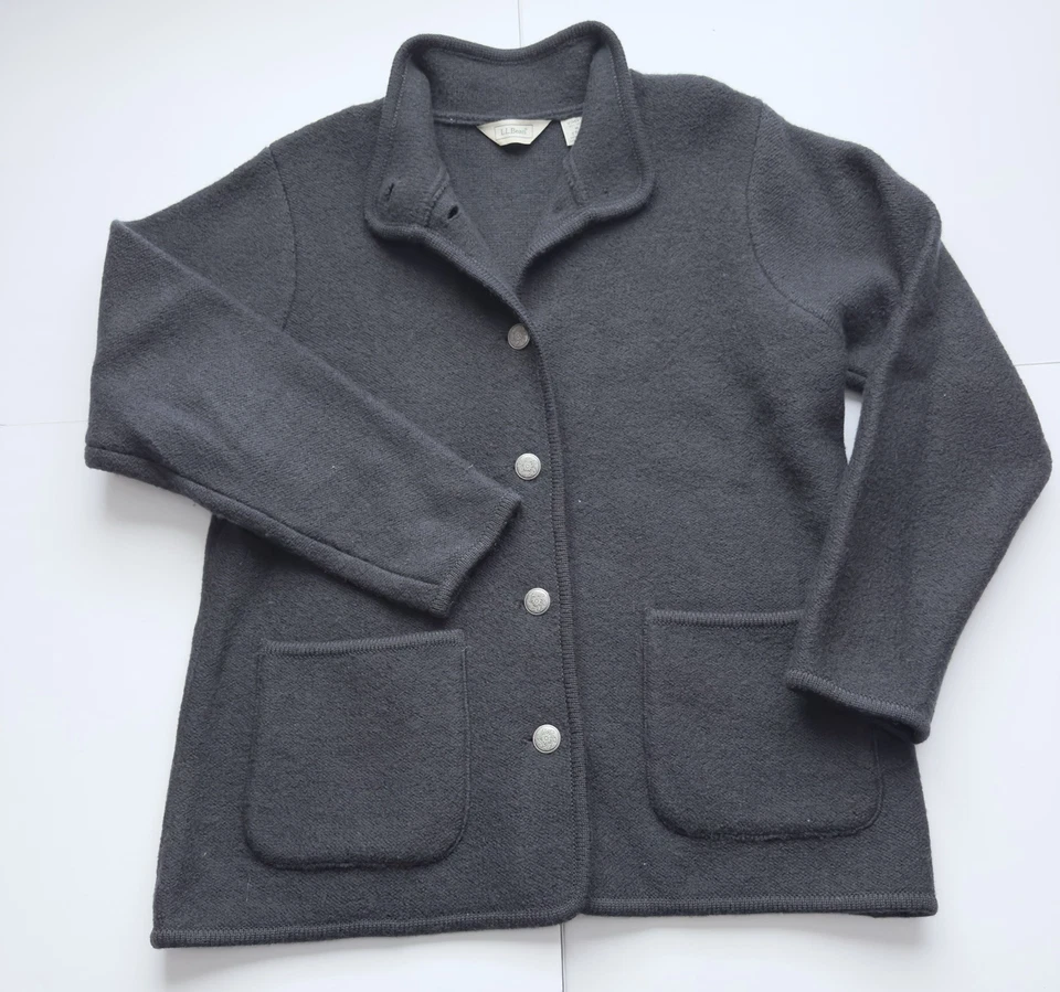 Cárdigan de lana hervida de colección LL Bean para mujer suéter botones de metal M vacaciones nórdicas Foto 2 de 4