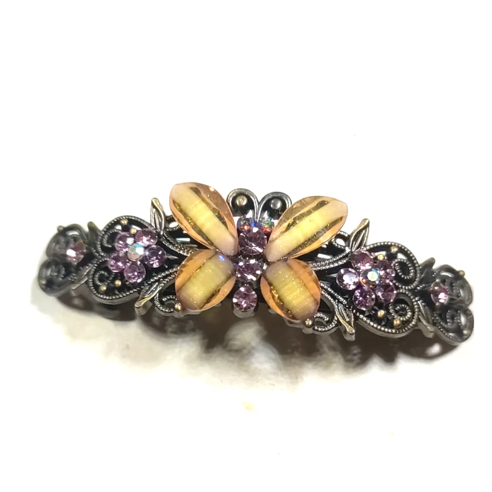 Clip de tensión de pasador de cabello de trabajo de encaje de celosía acrílico mariposa Foto 4 de 4