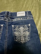 Jack David Flared Women's Jeans Size 9 with Rhinestones and Embroidery