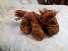 Horse Brown 6" laying Pony w Bridal Plush Beanbag Animal Alley Tos R Us No Sound