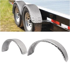2-Pack Aluminum Diamond Plate Round Trailer Cargo Fender 9'' x 31'' x 15''