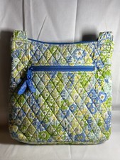 Vera Bradley Quilted Floral Shoulder Bag Blue Green Yellow Adjustable Strap Out