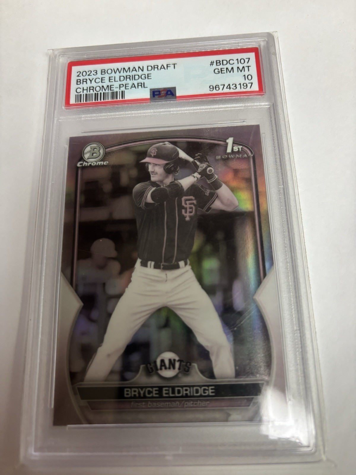 2023 Bowman Chrome Pearl Bryce Eldridge BDC-107 PSA 10 Giants Prospect