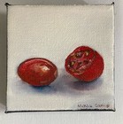 Oil Painting Tomatoes Original Art Wall Decor Food Kitchen Small Artwork 4x4 — photo 3